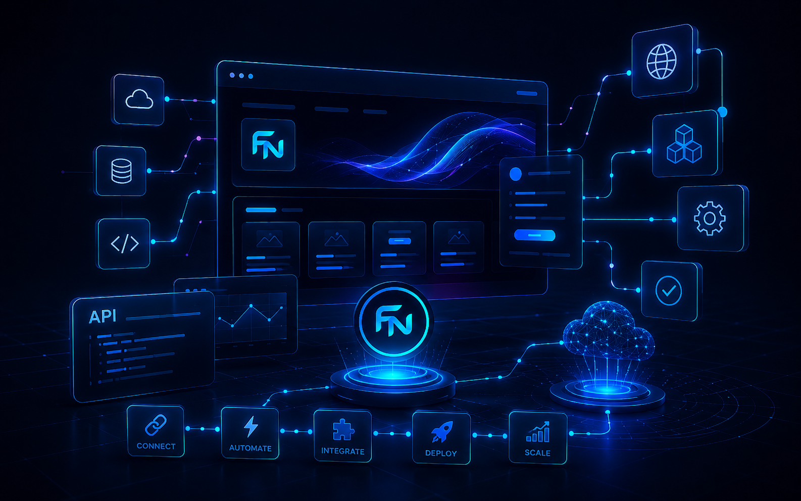 Tecnologia, desenvolvimento de sistemas, integrações e automação empresarial da FlowNexa